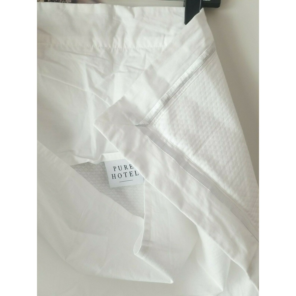 NWOT 1 PURE HOTEL White Blue Silver Embroidered Frame Cotton King Sham